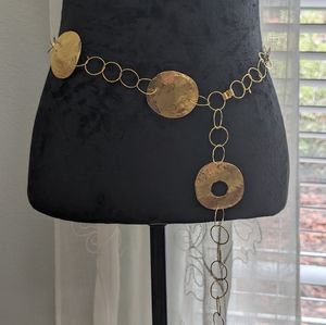 Vintage Gold Tone Hammered Disc Belt